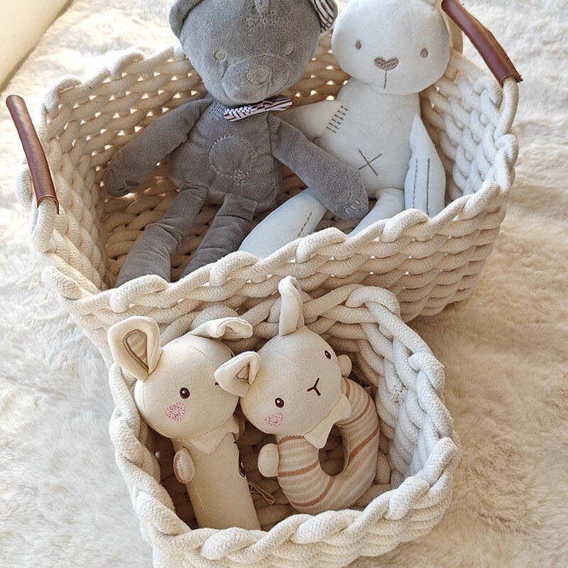 框框收纳筐脏衣服杂物玩具零食编织篮子家用电视柜桌面整理可移动