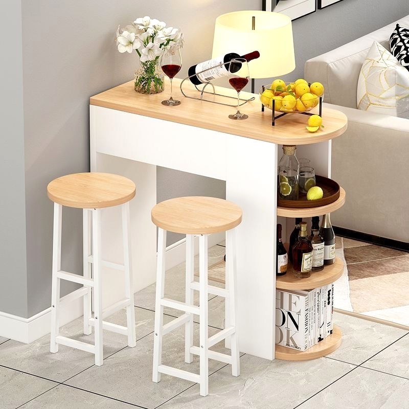 简易靠墙吧台桌商用窄桌子家用长条桌奶茶店桌椅组合高脚吧台椅子