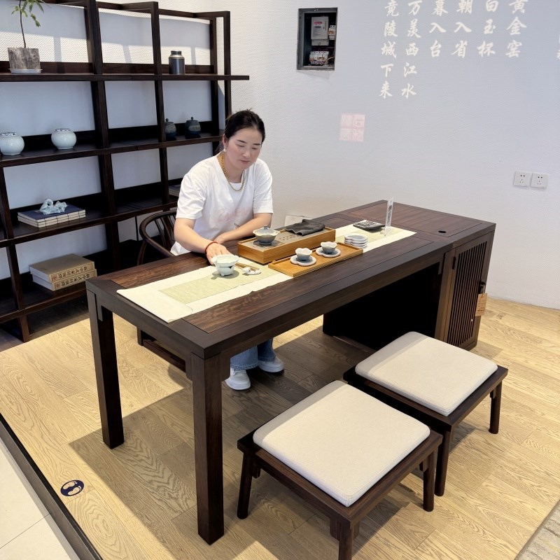 新中式实木茶桌椅组合黑檀木茶台茶室茶几爱里古夷苏木君和宋檀风