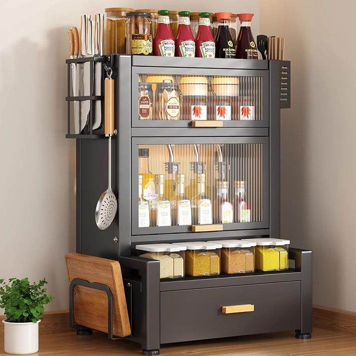 厨房调料置物架台面家用多层多功能防尘调料品调味罐调味料收纳盒