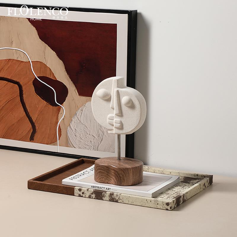 现代简约抽象双面人陶瓷摆件展厅民宿客厅书柜桌面设计师软装饰品