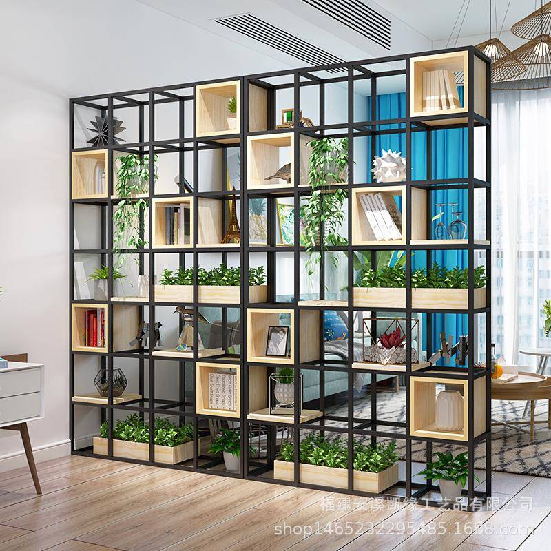 北欧风格客厅实木置物架现代简约办公室展示架落地式卧室格子书架