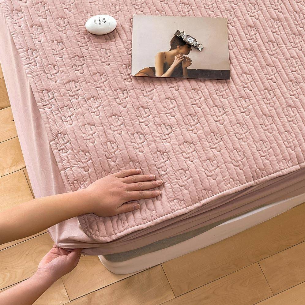 纯棉绗缝床笠单件防滑固定床护垫纯色夹棉加厚席梦思床垫保护罩
