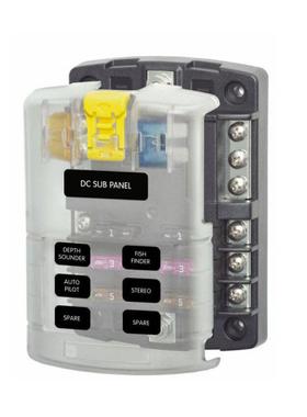 房车游艇拖车6路汽车保险丝盒带黄色锁扣透明盖DC32V