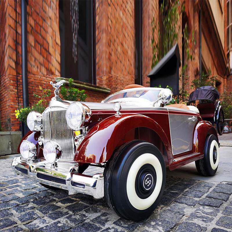 萨玛特儿童复古老爷电动汽车男女孩宝四轮越野遥控玩具可坐人