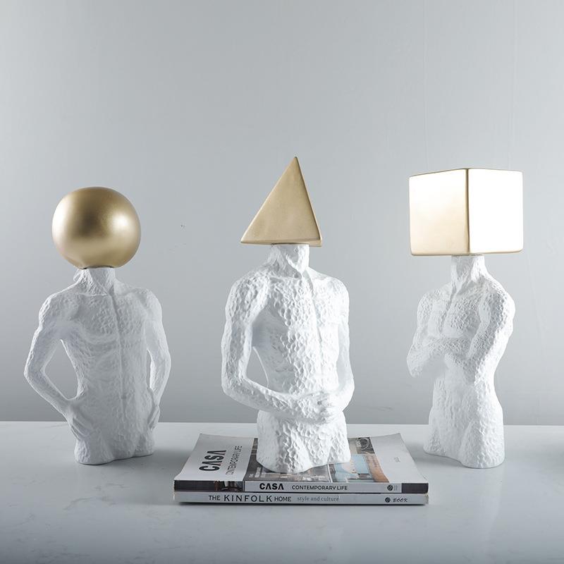 现代简约几何树脂抽象人物创意摆件家居客厅玄关电视软装装饰品