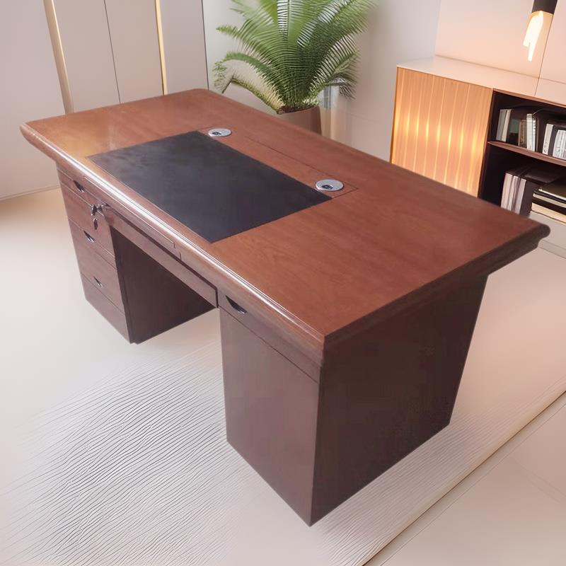实木油漆职员电脑桌单位会议带抽屉课桌书桌自由组合商用办公中式