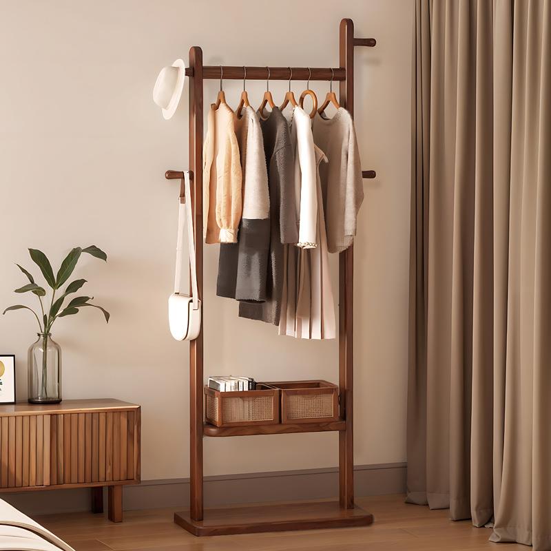 多功能实木挂衣架家用落地衣帽架简易组装可移动小户型收纳神器
