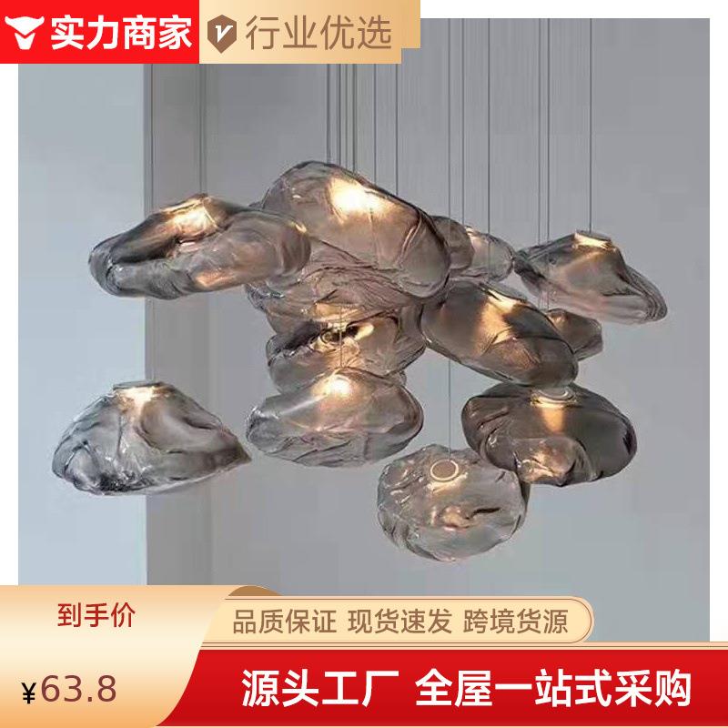 现代简约楼梯玻璃客厅吊灯单头餐厅吊灯吧台店铺中山灯具