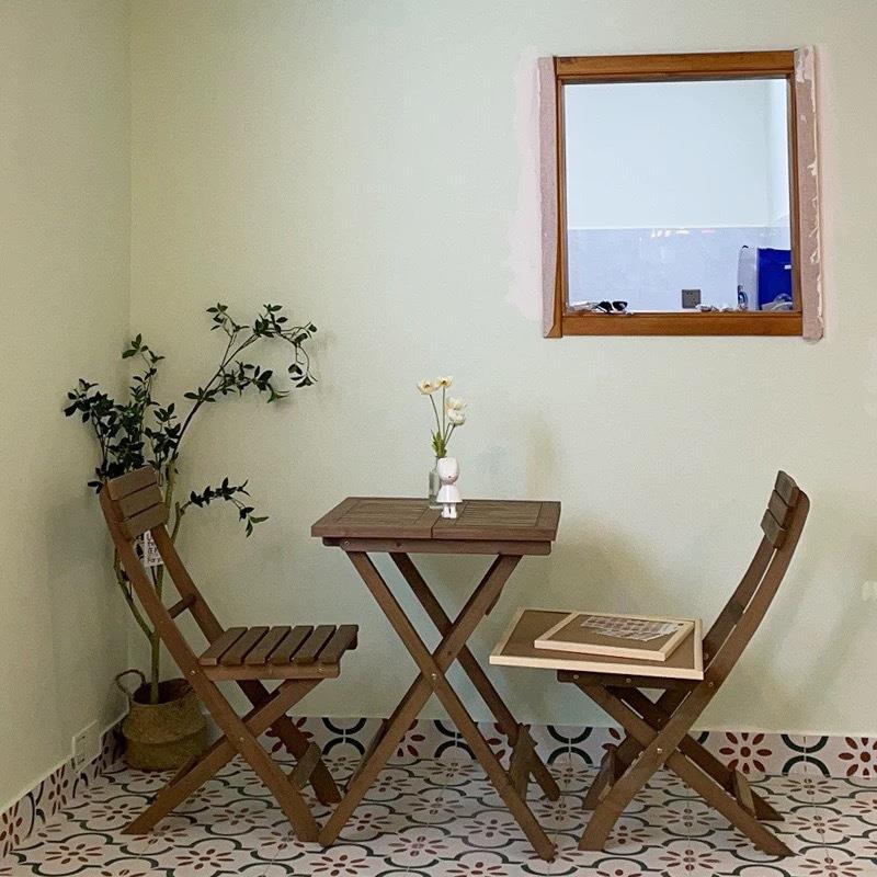 休闲茶台茶桌阳台折叠桌椅桌子小户型三件套网红一桌两椅实木小型