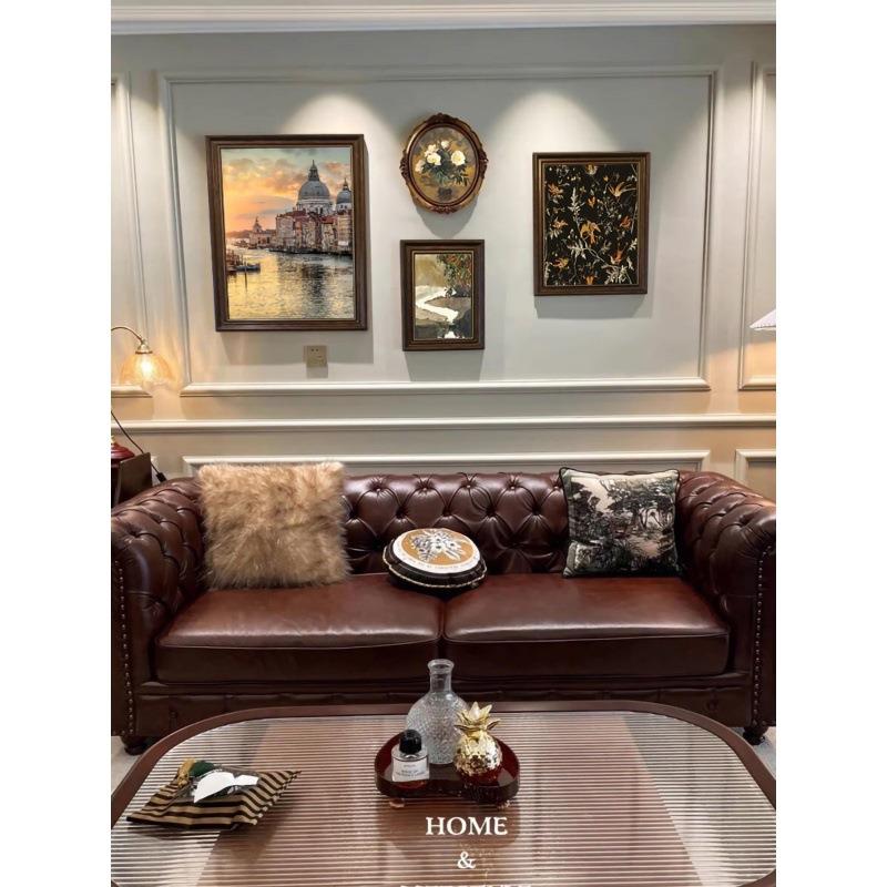 美式复古客厅装饰画新中古风组合油画高级感时尚壁画文艺小众挂画