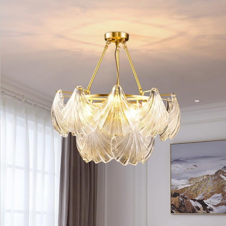 后现代轻奢贝壳客厅灯创意简约餐厅全铜玻璃吊灯北欧设计师卧室灯