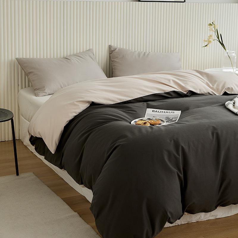 秋冬保暖全棉100支双股长绒棉磨毛被套单件纯色双拼被罩单人双人