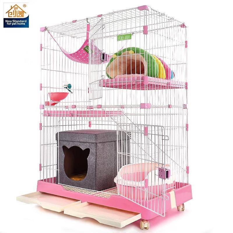 创逸猫笼家用室内带厕所猫砂盆收纳猫别墅舍猫窝双三层大自由空间