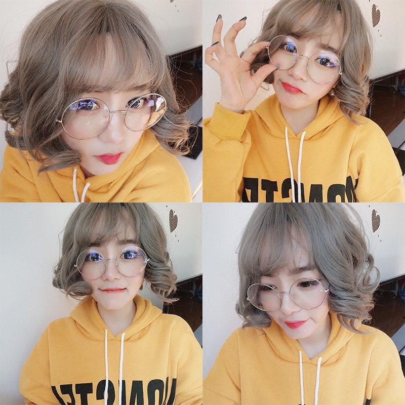 圆形复古网红明星圆脸超大框防辐射蓝光架眼镜女文艺金属男轻细腿