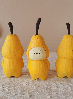 永不分梨形影不离纯手工木雕摆件纪念生日送朋友情人节创意礼物