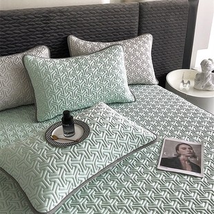 夏季A类冰感乳胶凉席床笠款三件套纯色可水洗折叠空调软席1.8