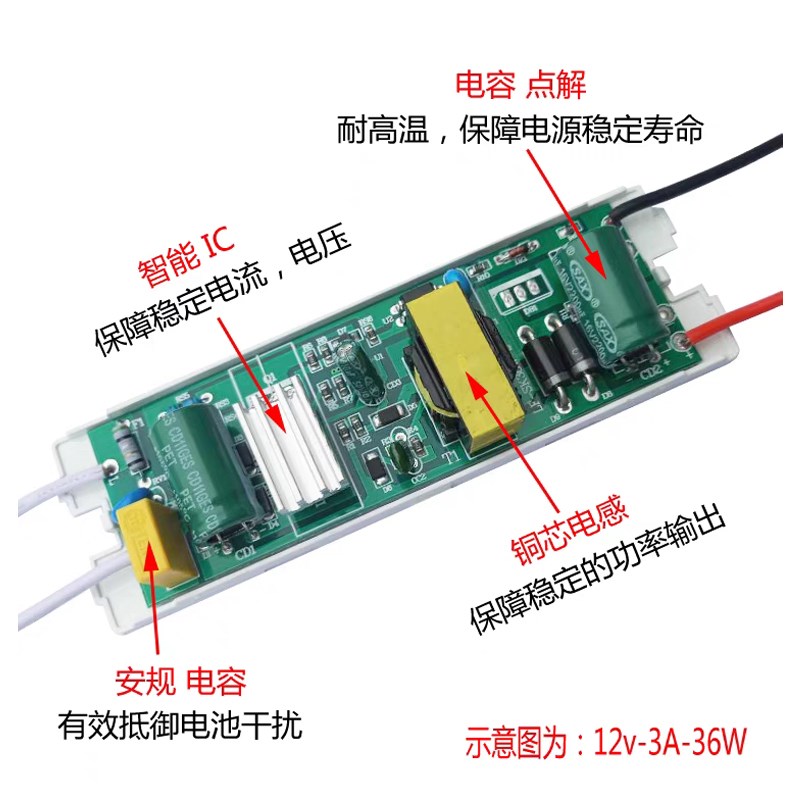 LED恒压驱动电源220v转12v/24v镇流器2A灯条灯带变压器1A3A6A