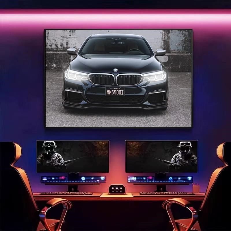 汽车发光壁画装饰画卧室电竞房挂画氛围灯尾灯车灯无线遥控发光画