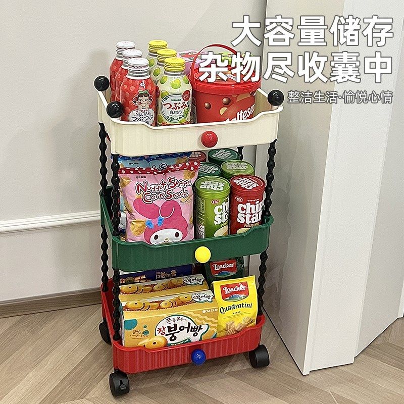 客厅零食小推车置物架婴儿书架多功能移动收纳卫生间厨房家用