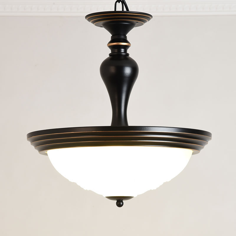 美式复古半吸顶吊灯卧室餐厅LED简约过道玄关门厅阳台铁艺防蚊灯