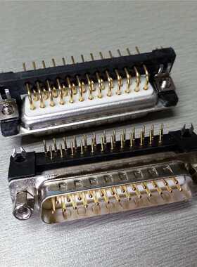 优联康车针D-SUB25PIN90度弯脚公座连接器,白色防火UL94V-0