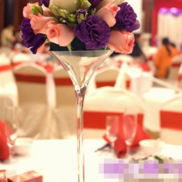 婚庆道具酒杯花瓶时尚鸡玻璃高脚羽毛装饰透明软装餐桌花瓶创意尾