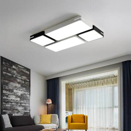 北欧简约现代客厅大灯长方形吸顶灯卧室铁艺LED餐厅灯具110V