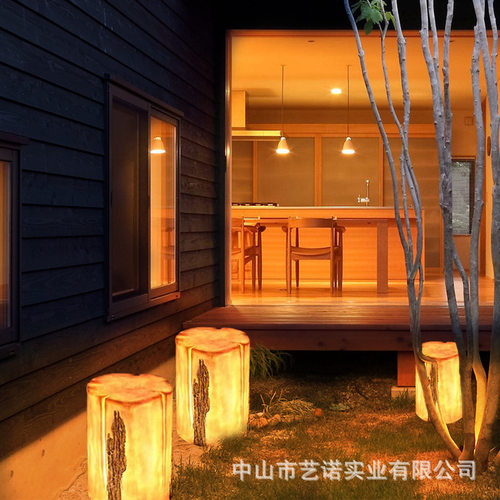 LED树桩灯玻璃钢景观灯户外防水仿真木桩灯公园发光太阳能草坪灯