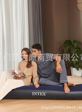 INTEX64759植绒气垫床线拉充气床垫单人家用折叠床垫户外便携床