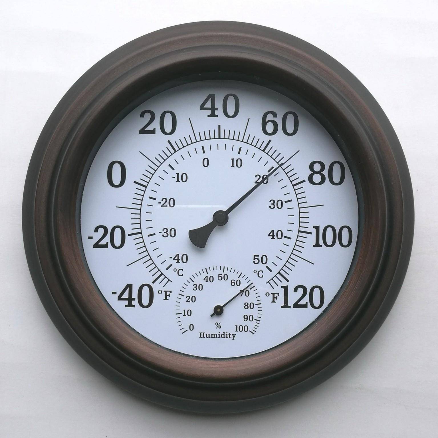 TH9200BR1-20CM-仿古烤漆铁壳温湿度计（美盘白面方正字）