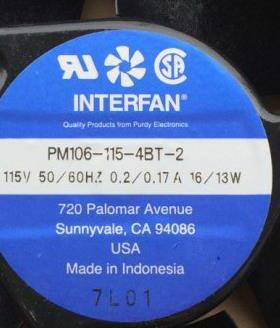 INTERFAN散热风扇PM106-115-4BT-2115V16/13W12CM轴流风机