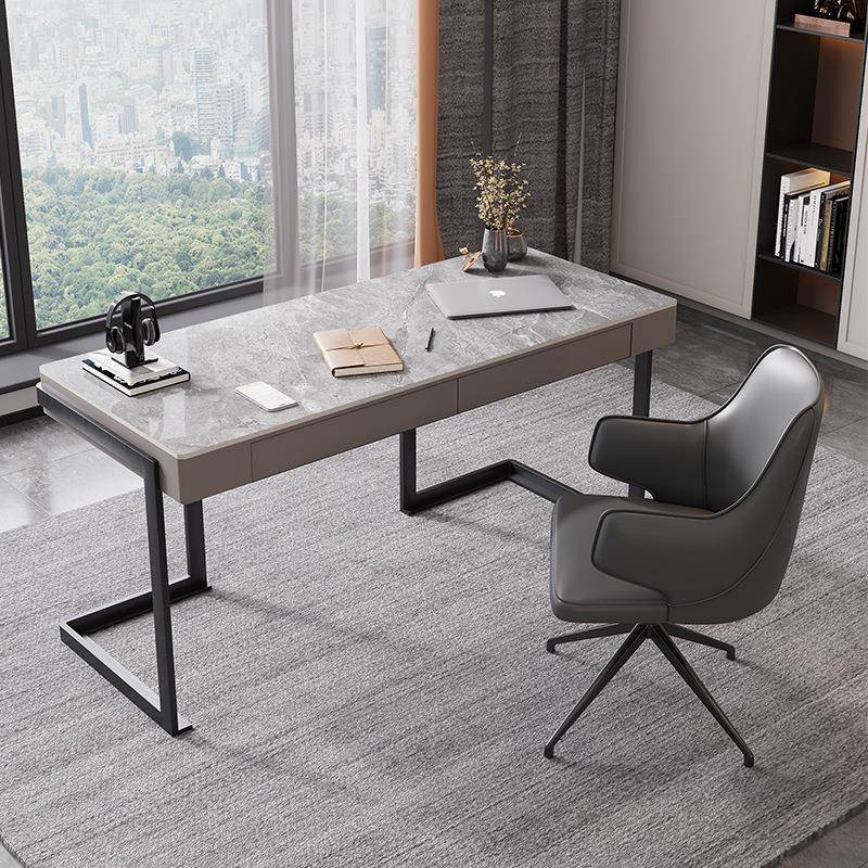 意式极简岩板书桌书房轻奢电脑桌现代简约办公桌家用写字桌写字台