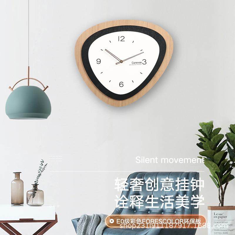 时尚简约玻璃拼镜挂钟轻奢现代创意时钟客厅玄关壁挂装饰电子钟表