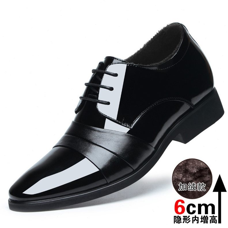 商务正装男士棉鞋皮鞋增高加绒8米6高档厘分内增高增高公男鞋保暖