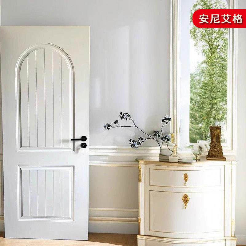法式奶油白室内木门卧室门房间门套装环保漆实木复合烤漆木门