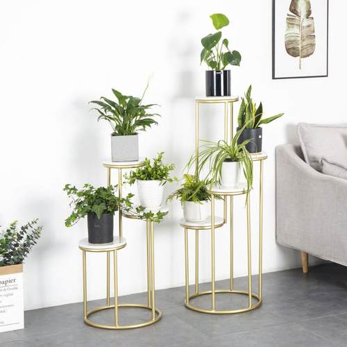 北欧室内多层大理石花架客厅绿萝盆栽展示架阳台花盆展示架