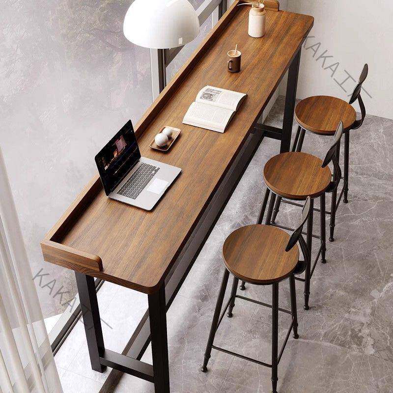 LCP2简约靠墙家用条桌实木吧台桌子靠窗休闲阳台脚长高脚桌椅