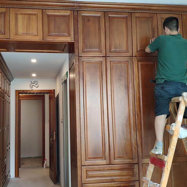 现代全屋定制整体实木衣柜门定制新中式卧室家用衣橱家具衣柜