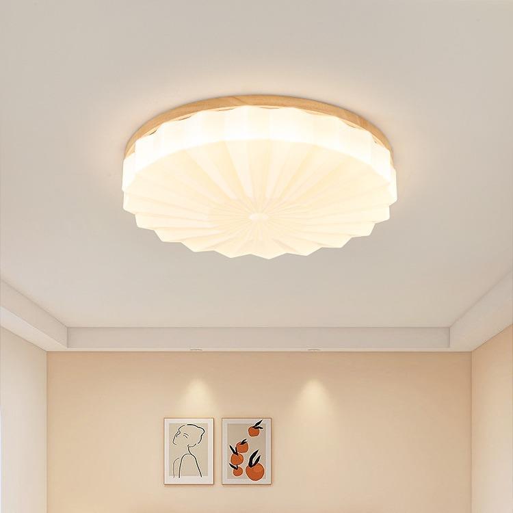 百褶奶油原木风主卧室灯温馨浪漫2023新款房间灯具led卧室吸顶灯