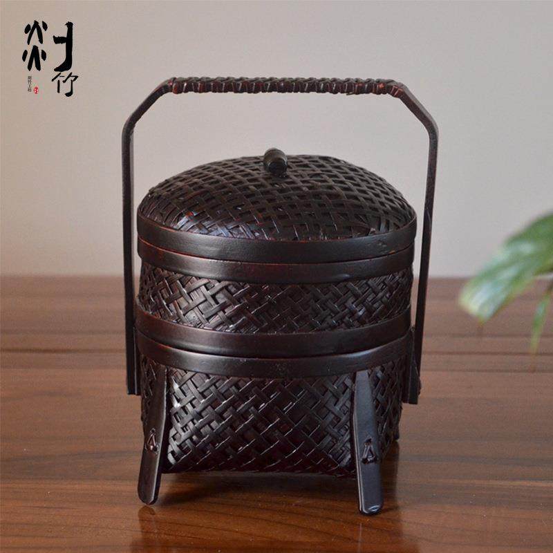 竹编精致双层食篮点心盒茶具收纳篮茶道摆件配件带盖防尘储物盒,鲜花速递/花卉仿真/绿植园艺,割草机/草坪机,淘宝优惠券,粉丝福利购,淘宝优惠卷