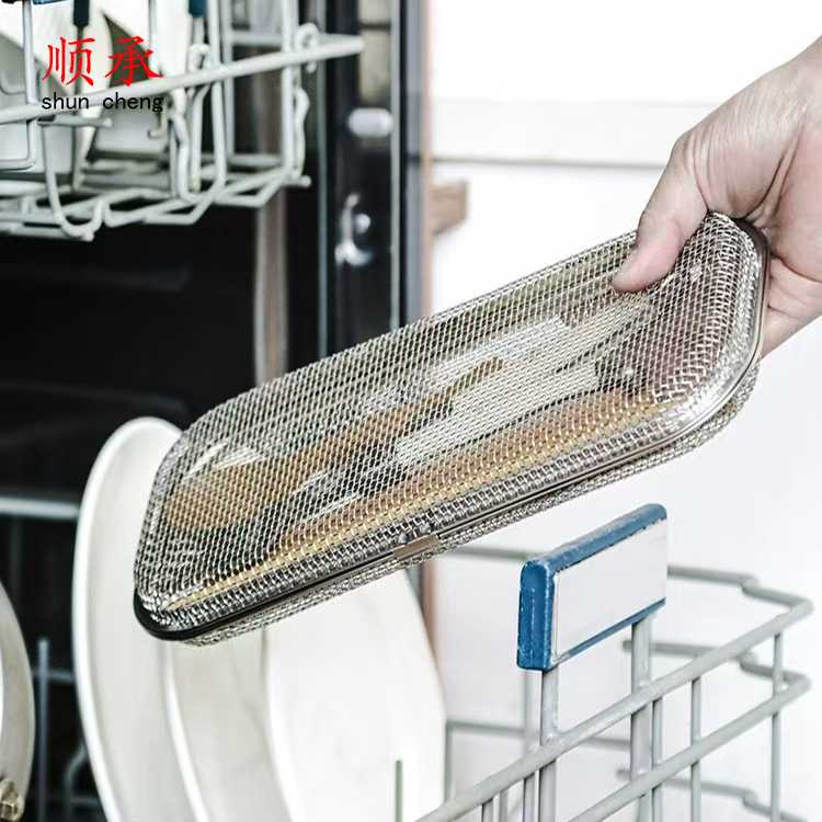 不锈钢网餐具盒清洗篮洗碗机专用小物篮厨房工具勺筷子清洁收纳篮图片