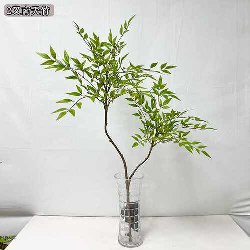 仿真单支南天竹 新中式家居装饰花艺工程橱窗展示仿真绿植漆木叶