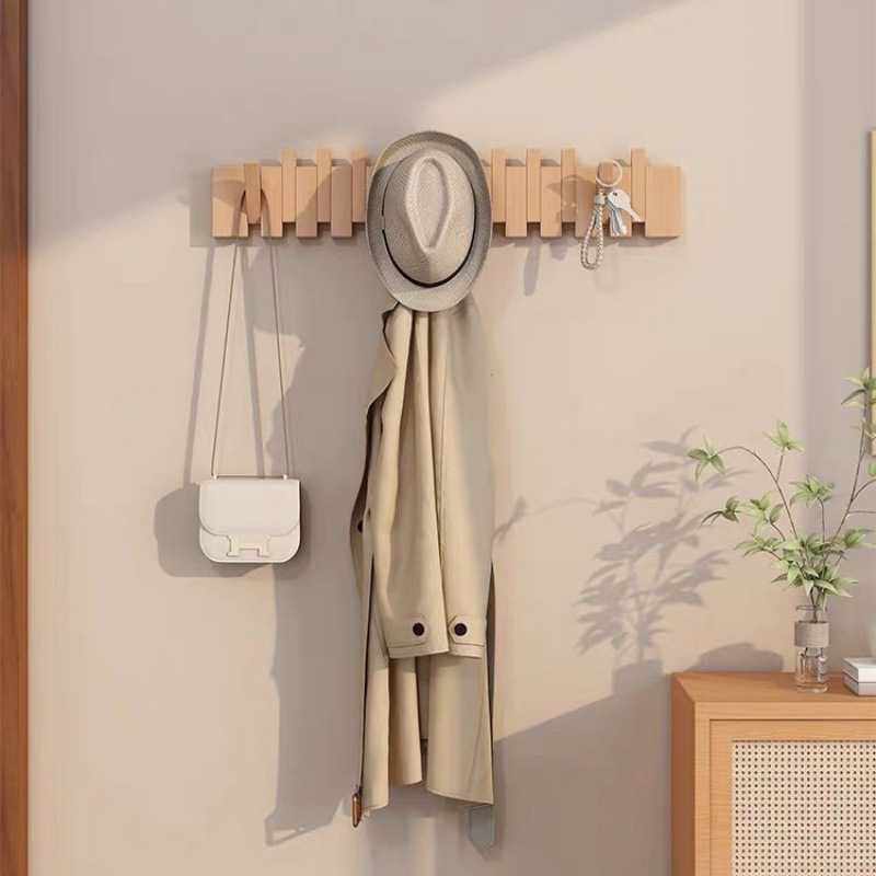 实木钢琴键挂钩免打孔墙上日式玄关挂衣钩入户门新创意门后挂衣架