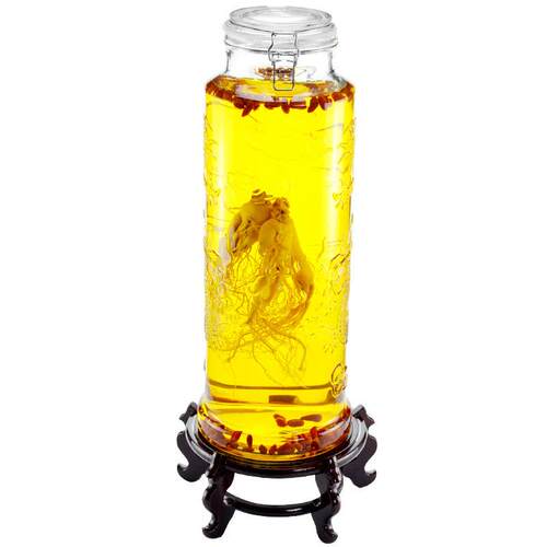 A6L泡酒玻璃瓶加厚酒罐带龙头密封葡萄人参家用酿酒坛5斤10酒