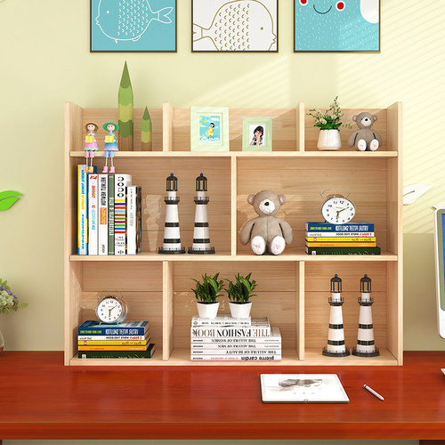 简易实木桌上桌面书架学生用小书架收纳多层书柜办公书桌飘窗置物