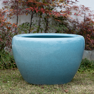 陶瓷花盆大号创意家用室内庭院种树碗莲睡莲花盆客厅鱼缸冰裂纹釉