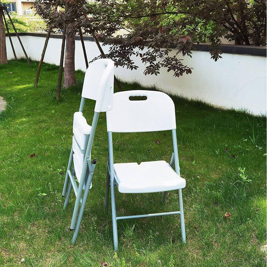 外贸白色吹塑hdpe靠背光面户外塑料折叠椅子摆摊大排档培训会议耐