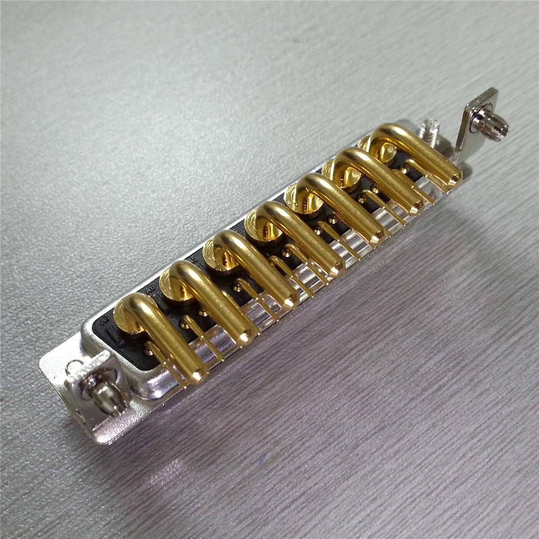 混装大电流D-SUB24W7弯脚公座型90度焊板24W7公头镀金插件