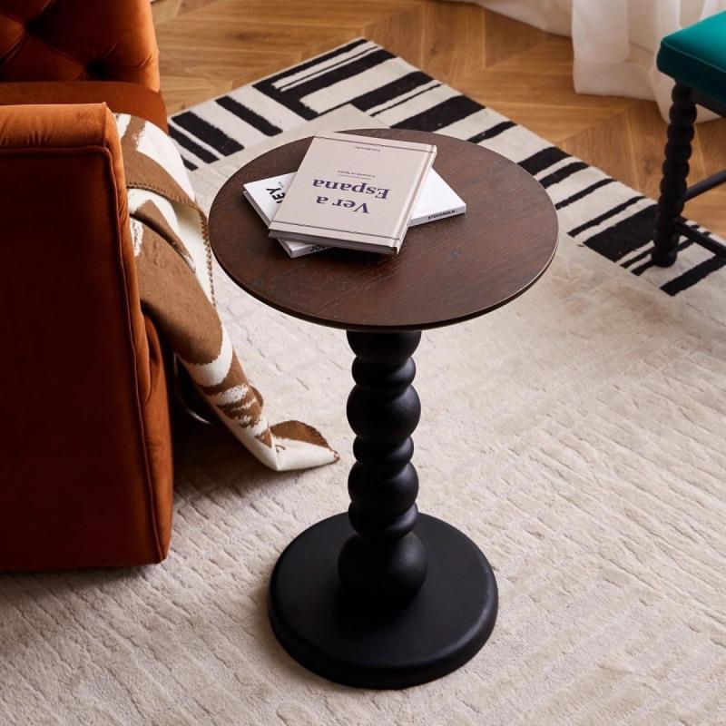 复古美式沙发边几卧室客厅床头简约阳台角几法式实木家用圆桌